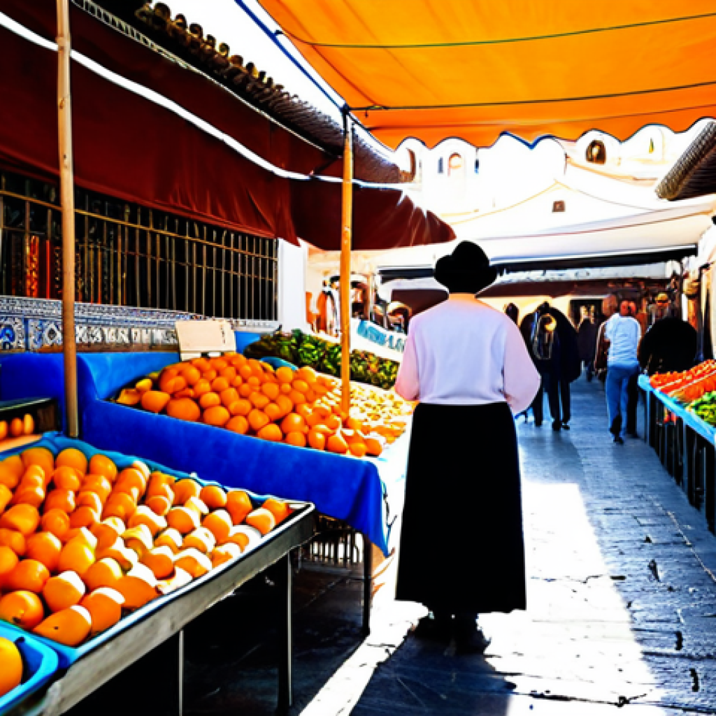 국제 사회에서의 언어와 문화적 정체성 - **

"A vibrant marketplace scene in Seville, Spain. A fully clothed vendor, wearing a traditional An...