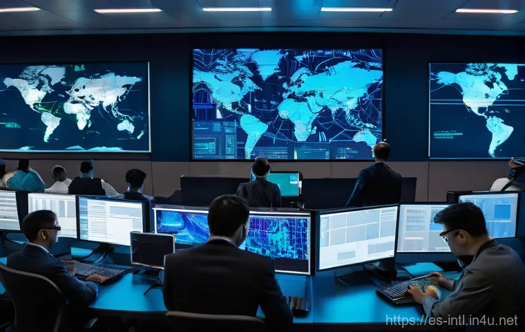 사이버 범죄 국제 협력 - **Prompt 1: Global Cyber Security Alliance - Unified Defense**
    A high-definition, cinematic shot...