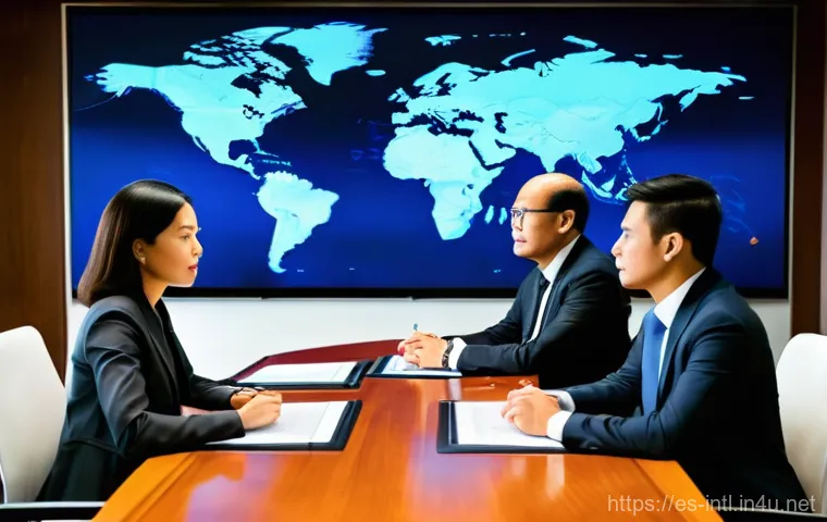 국제 중재와 조정 사례 - **Prompt:** A diverse panel of three highly professional international arbitrators, one woman from A...