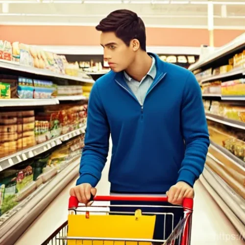 Home 15 국제 금융위기와 대책 - **Prompt 1: The Weight of Inflation at the Grocery Store**
"A young couple, dressed in everyday ...