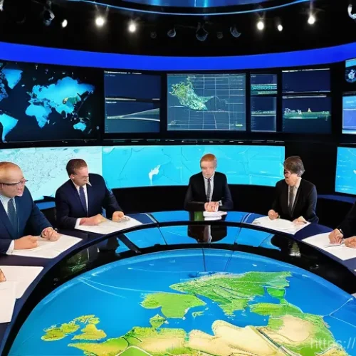 Home 1 북대서양조약기구 NATO 분석 - **Prompt 1: Geopolitical Chessboard and NATO's Resolve**
"A wide-angle shot depicting a sophisti...