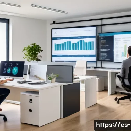 국제 데이터 보호와 개인정보법 GDPR - A modern office environment in Spain, showing diverse professionals collaborating on data privacy co...